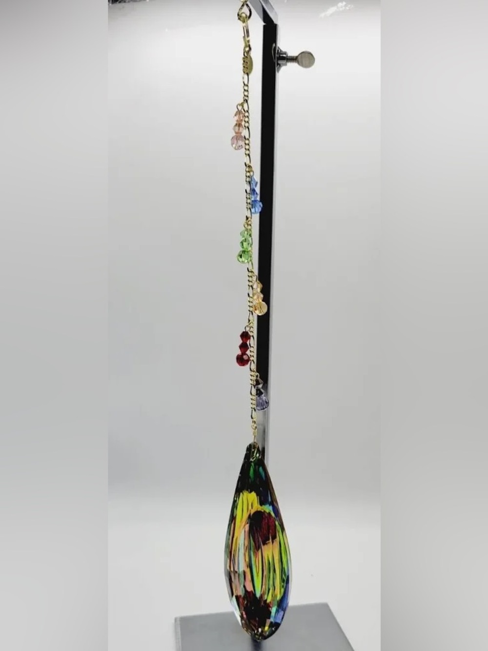 Kirks Folly Long Iridescent Crystal Teardrop Suncatcher with Aurora Borealis! - Picture 4 of 7